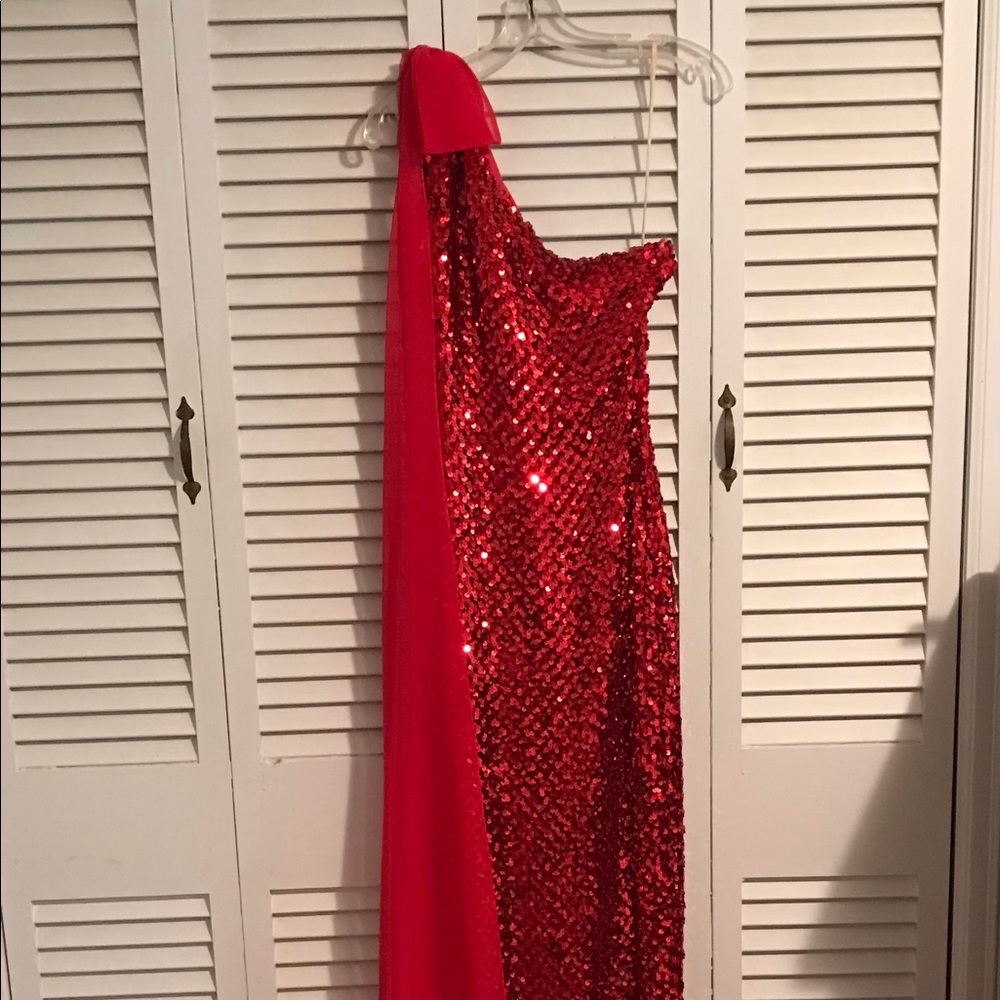 Red sequin dress